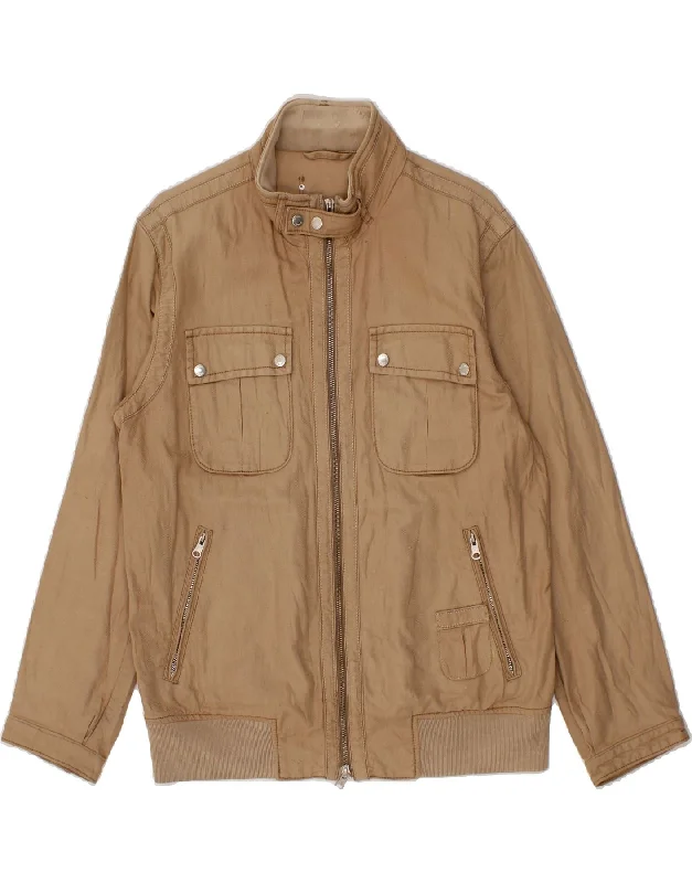 Men's Coats with Reflective StripesHENRY COTTONS Mens Bomber Jacket IT 50 Large Beige Cotton Men's Coats with Reflective StripesHENRY COTTONS Mens Bomber Jacket IT 50 Large Beige Cotton
