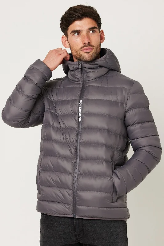 Men's Coats with Embroidered DetailsHolford Puffer Jacket - Grey