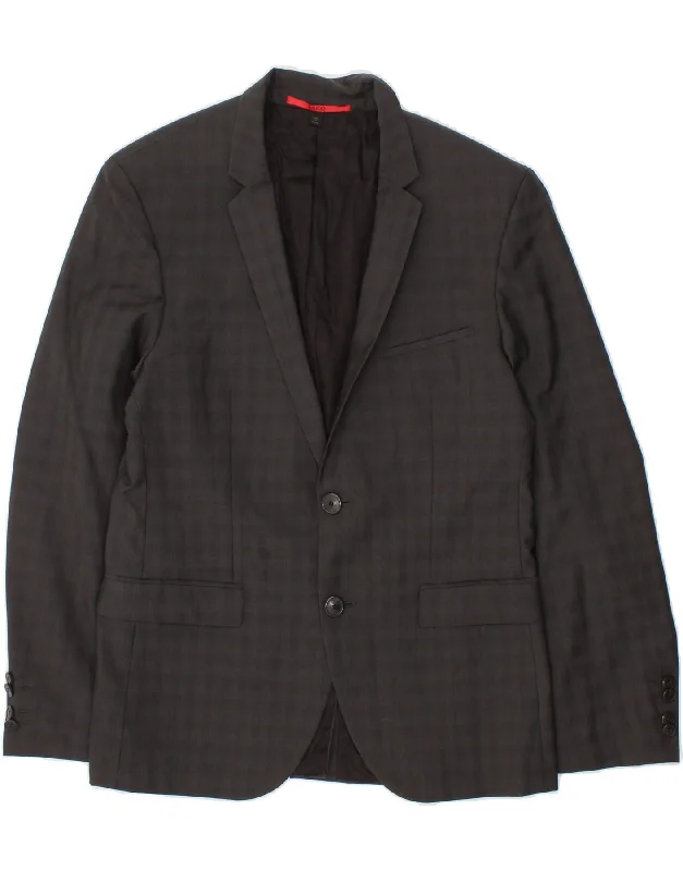 Men's Coats with Inner PocketsHUGO BOSS Mens 2 Button Blazer Jacket IT 48 Medium Grey Check Virgin Wool Men's Coats with Inner PocketsHUGO BOSS Mens 2 Button Blazer Jacket IT 48 Medium Grey Check Virgin Wool