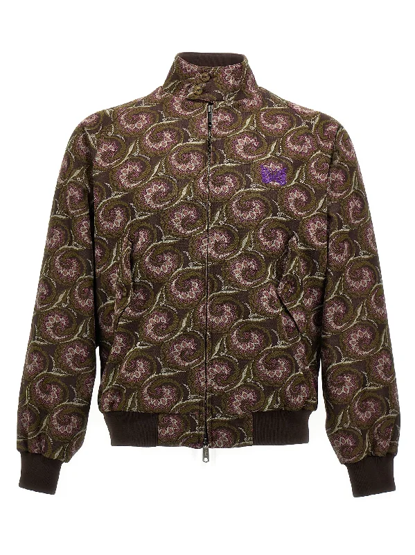 Men's Coats with Adjustable HemsJacquard Needles Bomber Jacket