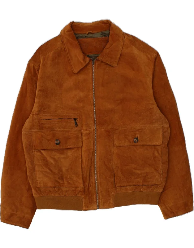 Men's Coats with Breathable FabricJAMES DILLON Mens Bomber Leather Jacket UK 42 XL Brown Leather Men's Coats with Breathable FabricJAMES DILLON Mens Bomber Leather Jacket UK 42 XL Brown Leather