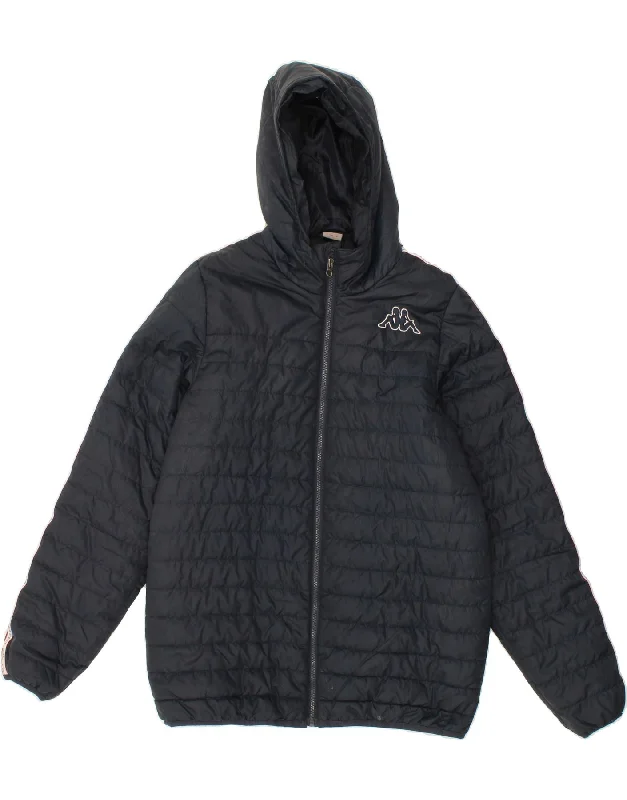 Men's Coats for HikingKAPPA Mens Hooded Padded Jacket UK 40 Large Navy Blue Polyamide