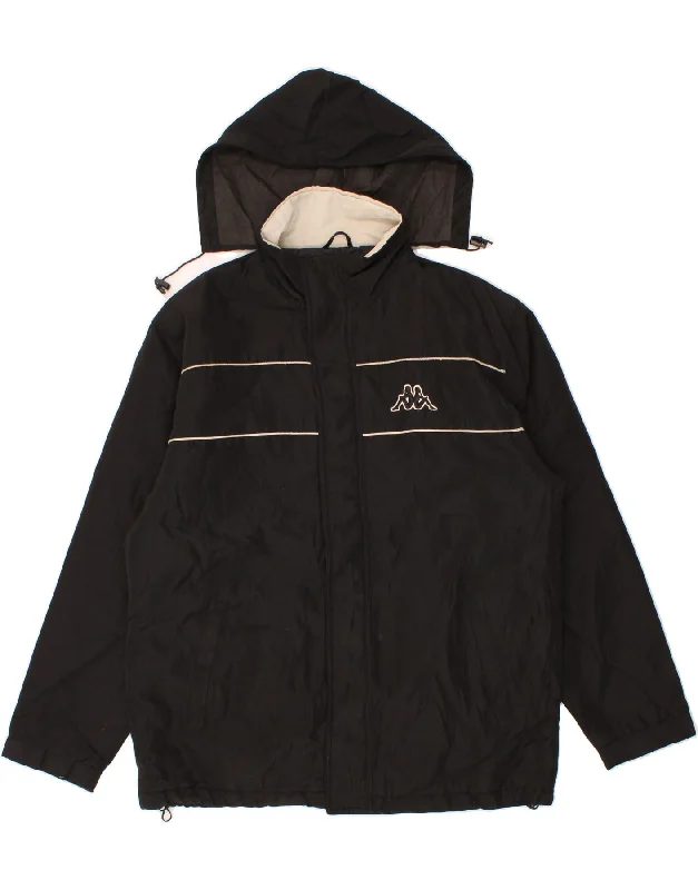 Men's Coats for SnowboardingKAPPA Mens Hooded Rain Jacket UK 40 Large Black