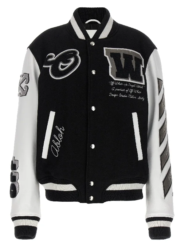 Men's Coats with Magnetic ClosuresLea Wool Varsity Bomber Jacket