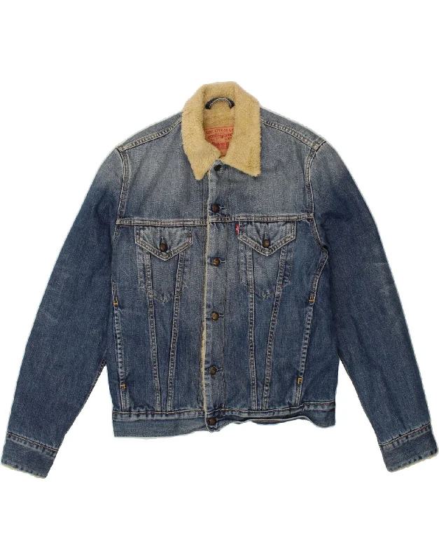 Men's Coats for Outdoor ActivitiesLEVI'S Mens Denim Sherpa Jacket UK 38 Medium Blue Cotton
