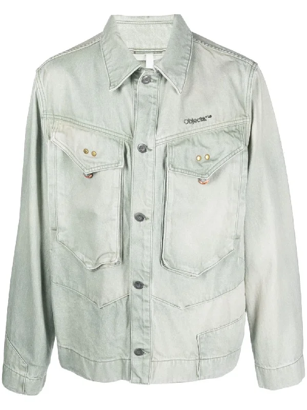 Men's Coats with Water-Repellent FabricLogo-Embroidered Denim Jacket
