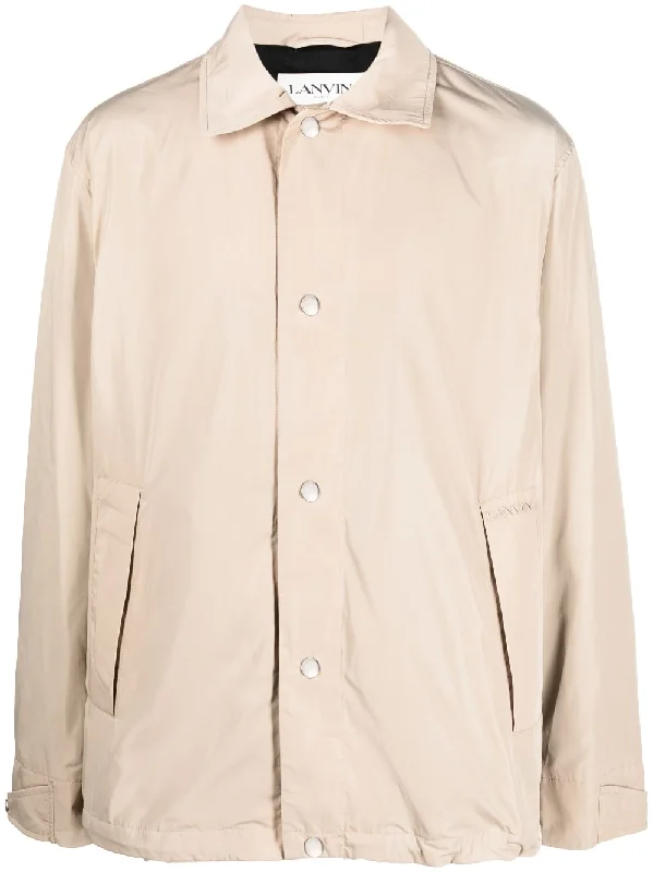 Men's Coats with ButtonsLogo-Embroidered Shirt Jacket