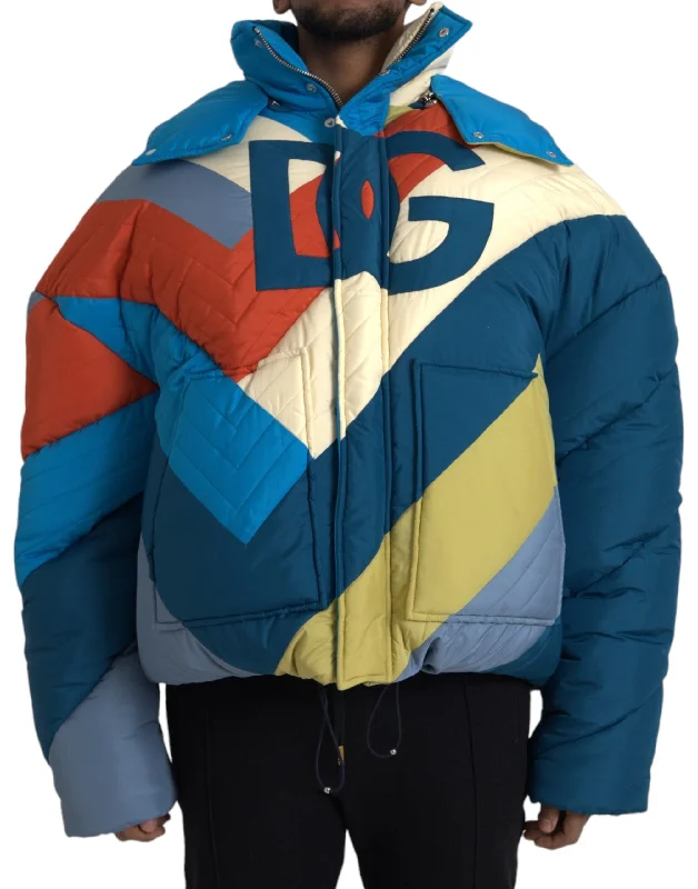 Modern Men's Field JacketsMulticolor Logo Windbreaker Puffer Jacket