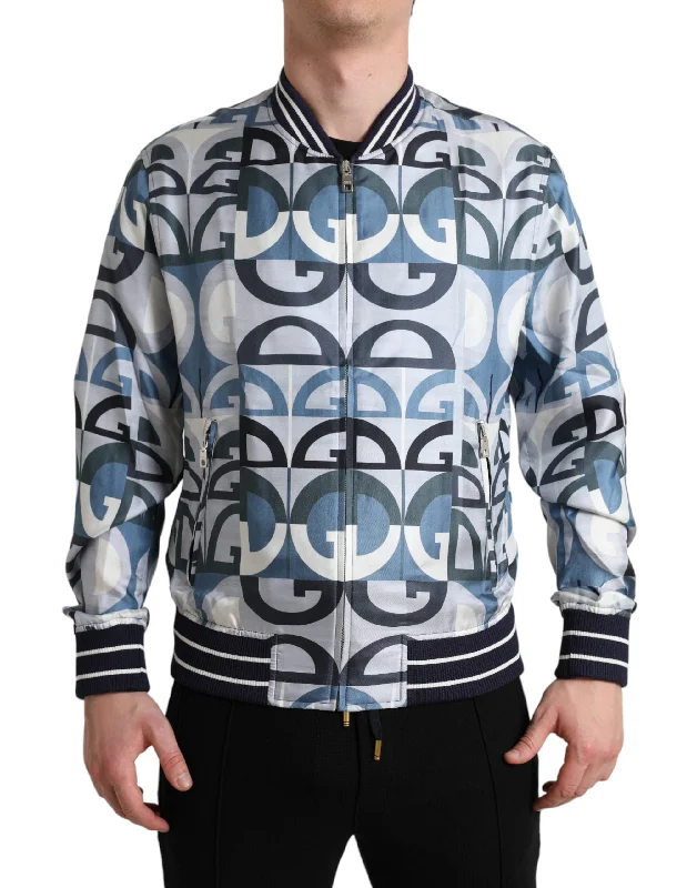 Men's Coats for Skinny MenMulticolor Silk Bomber Jacket - Classic Elegance
