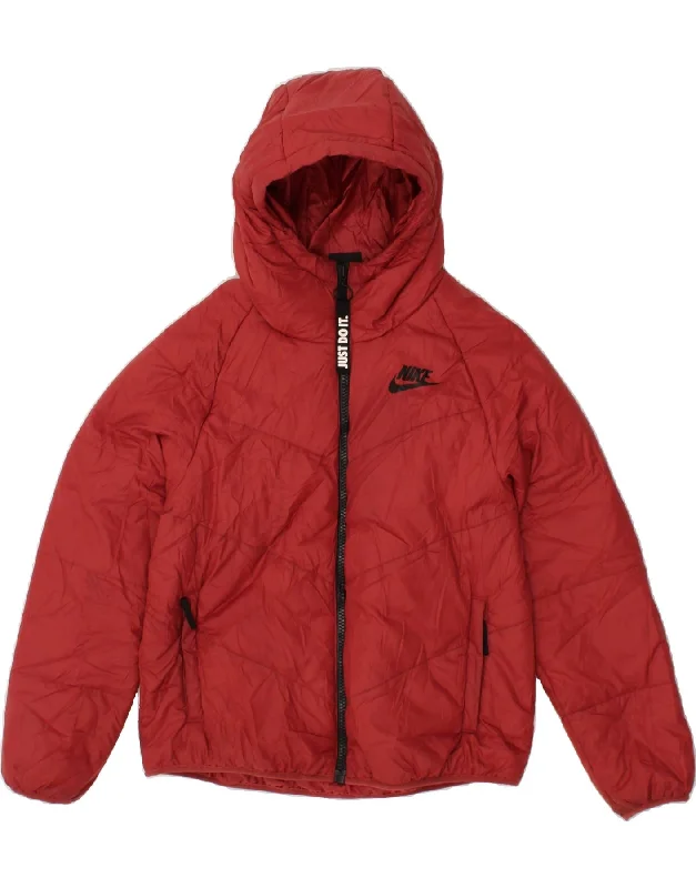 Cool Men's Pea CoatsNIKE Mens Hooded Padded Jacket UK 38 Medium Burgundy