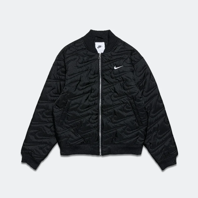 Designer Men's OvercoatsSwoosh Quilted Jacket - Black