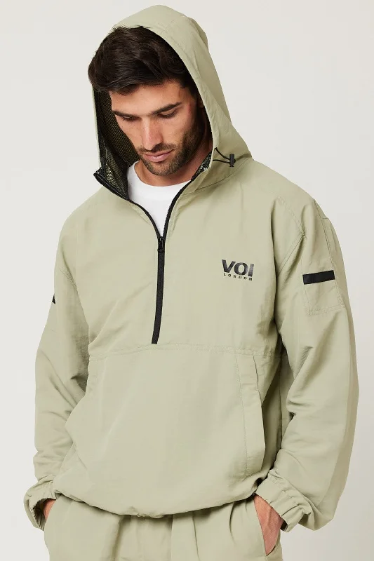 Elegant Men's Wool CoatsNorland Windbreaker Quarter Zip Jacket - Stone