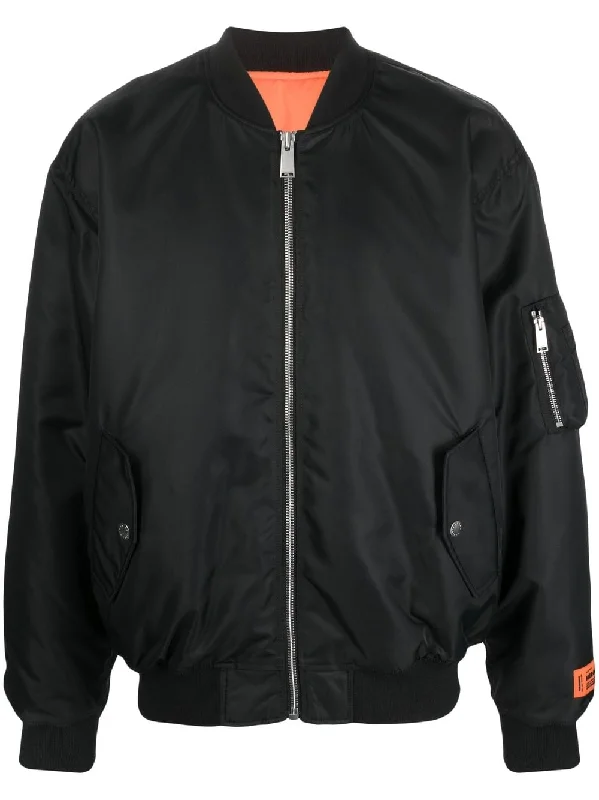 Men's Coats with Vintage StylePadlock-Patch Bomber Jacket