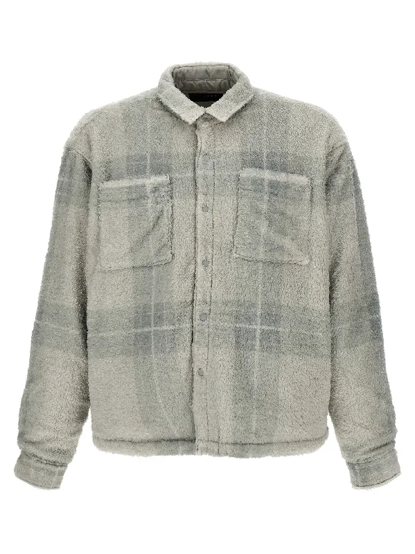 Men's Coats with Adjustable HemsPlaid Cropped Sherpa Buttondown Jacket