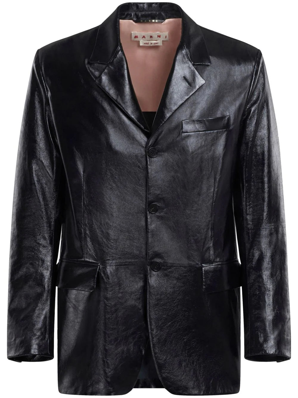 Fashionable Men's Denim JacketsPolished-Finish Leather Jacket