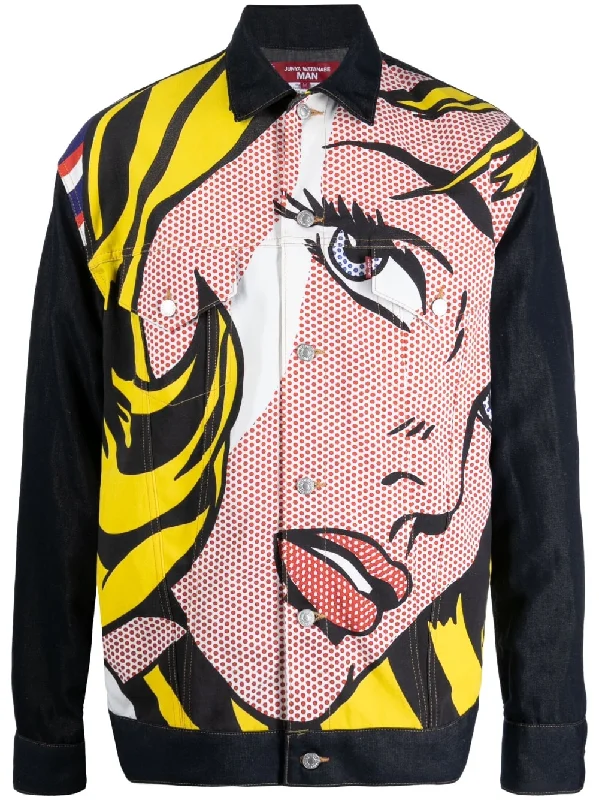 Men's Coats for Formal EventsPop-Art Button-Up Jacket