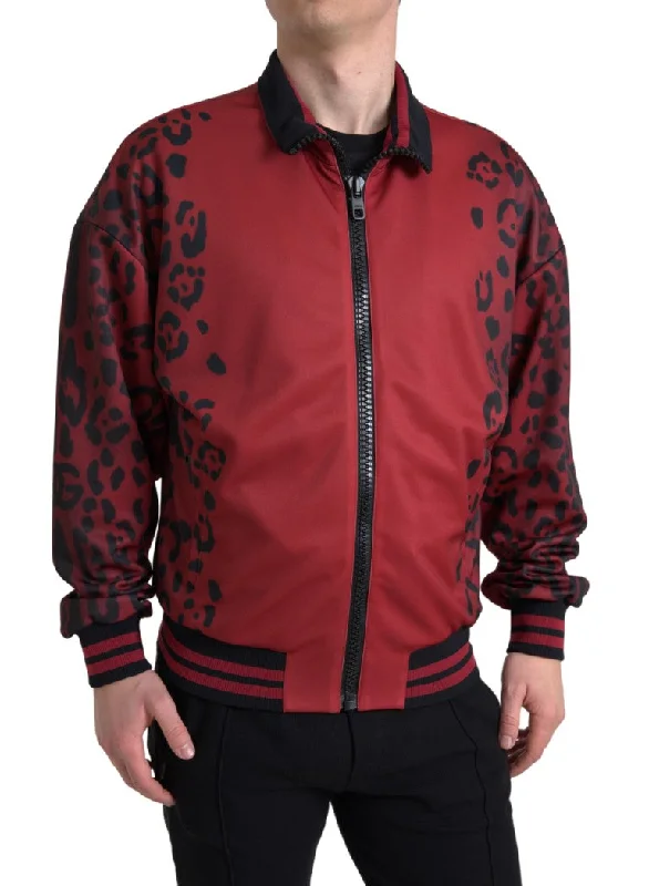 Best Men's Leather CoatsRed Leopard Print Bomber Jacket