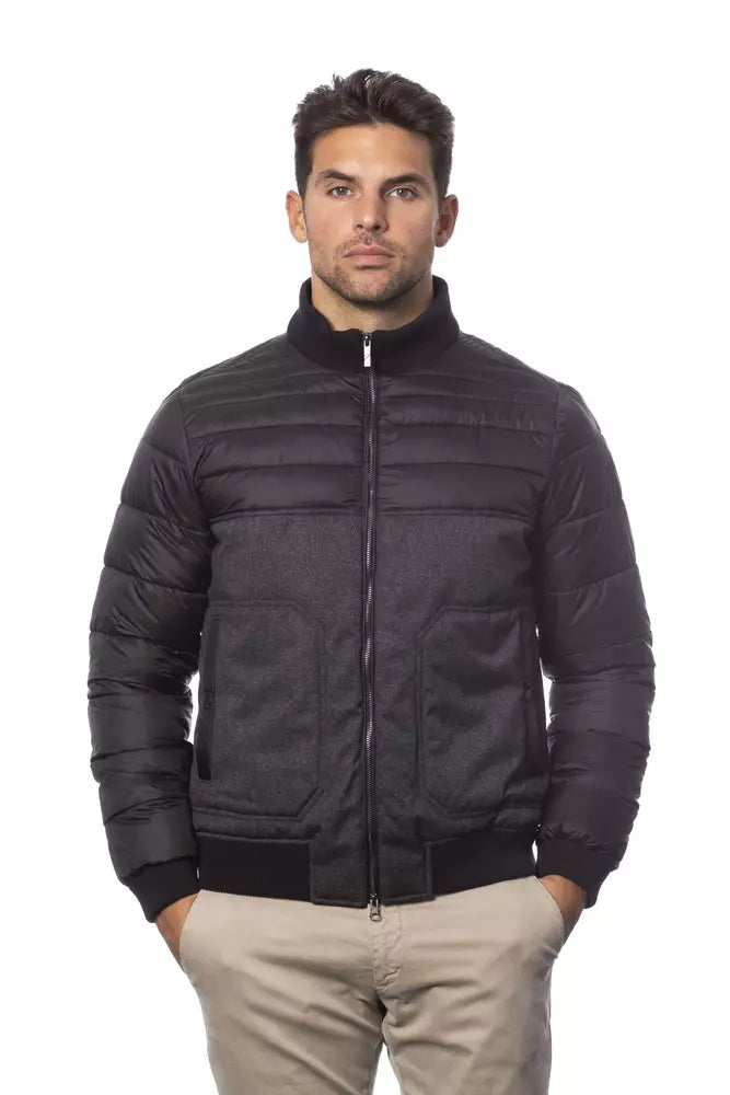 Men's Coats for SkiingGray Polyester Men Bomber Jacket
