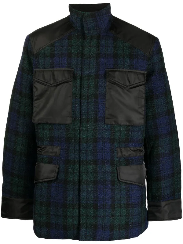 Men's Coats with Stretch FabricTartan Elasticated-Waist Jacket