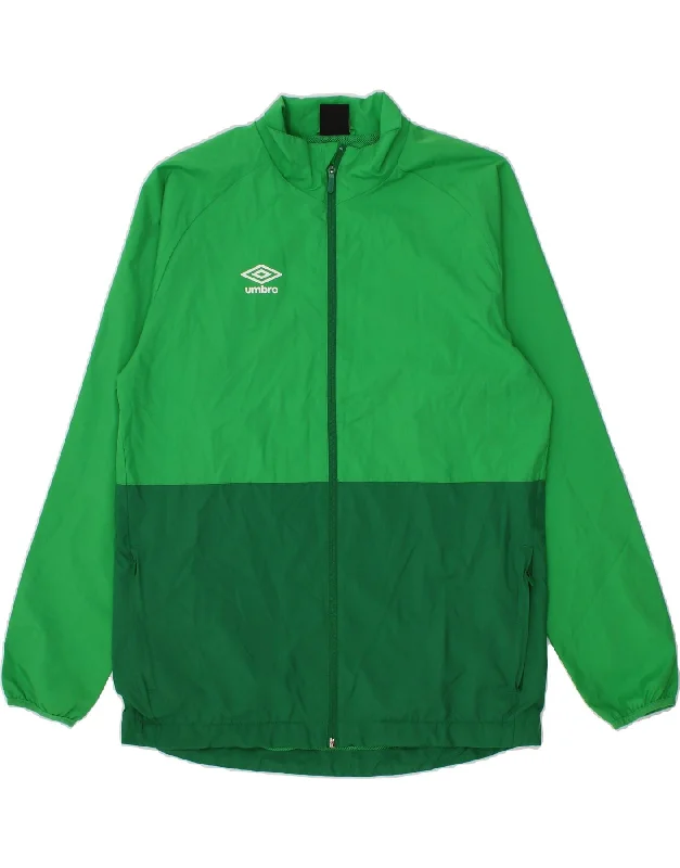 Men's Coats with Hand WarmersUMBRO Mens Rain Jacket UK 40 Large Green Colourblock Polyester