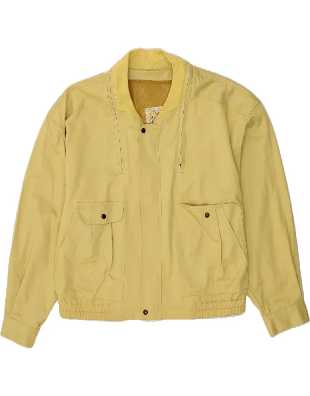 Men's Coats for RunningVINTAGE Mens Bomber Jacket UK 40 Large Yellow Cotton