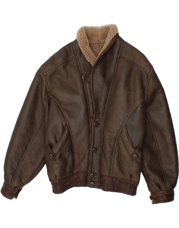 Men's Coats for Snowy WeatherVINTAGE Mens Bomber Shearling Jacket UK 40 Large Brown Shearling Men's Coats for Snowy WeatherVINTAGE Mens Bomber Shearling Jacket UK 40 Large Brown Shearling