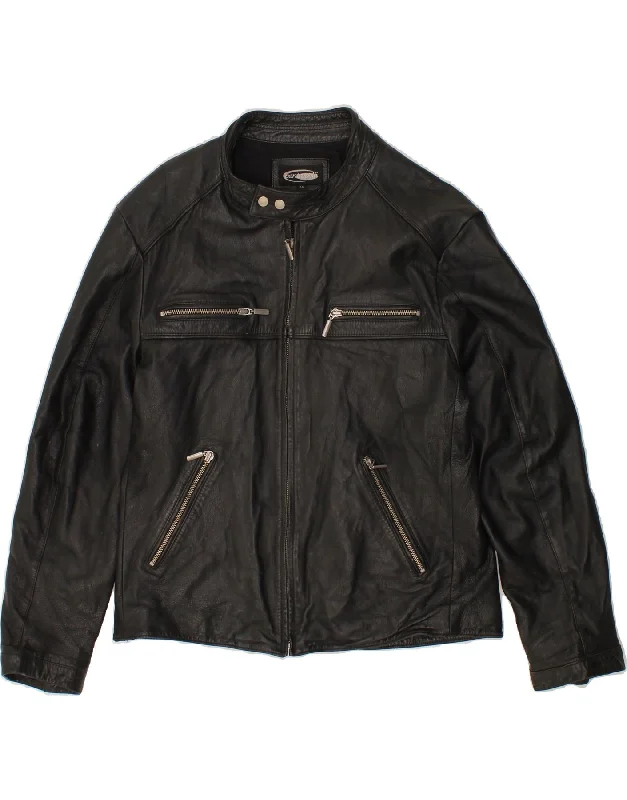 Men's Coats with Contrast StitchingVINTAGE Mens Leather Jacket IT 54 2XL Black Leather Men's Coats with Contrast StitchingVINTAGE Mens Leather Jacket IT 54 2XL Black Leather