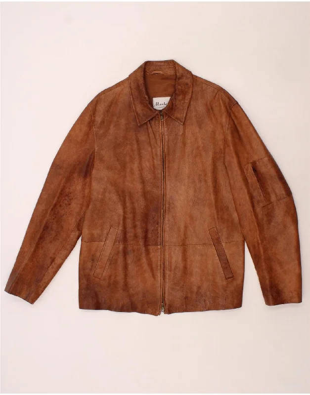 Men's Coats with Quilted LiningVINTAGE Mens Leather Jacket UK 40 Large Brown