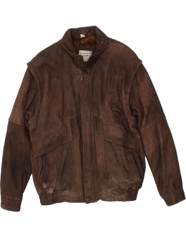 Unique Men's Flight JacketsVINTAGE Mens Leather Jacket UK 42 XL Brown Leather