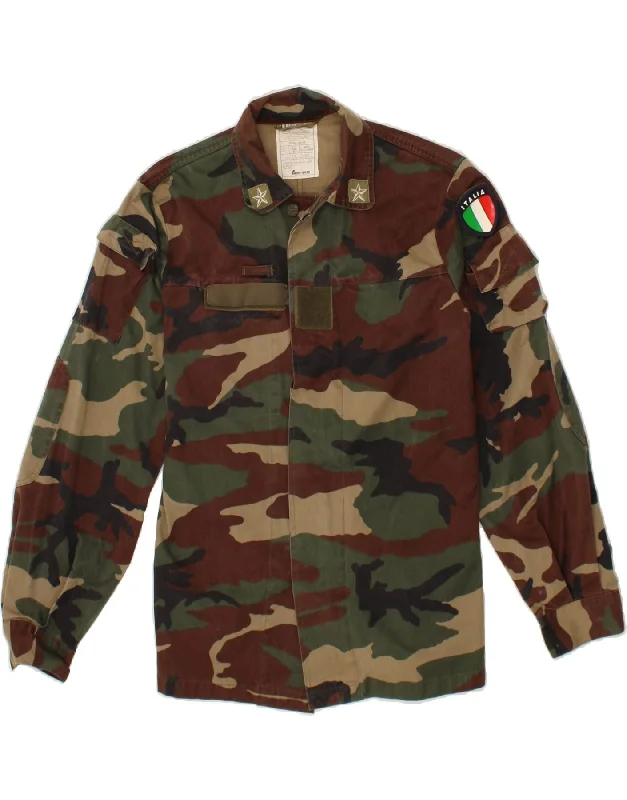 Elegant Men's Wool CoatsVINTAGE Mens Military Jacket IT 46 Small Brown Camouflage Cotton