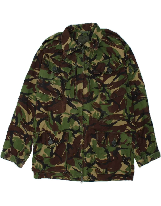 Men's Coats with Vintage StyleVINTAGE Mens Military Jacket UK 40 Large Khaki Camouflage Cotton