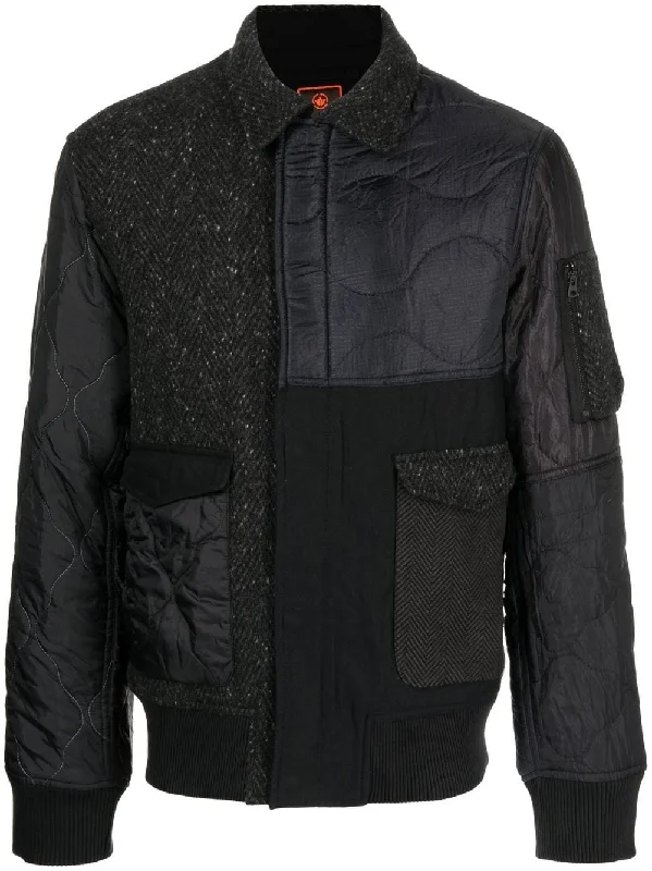 Designer Men's OvercoatsZip-Up Patchwork Jacket
